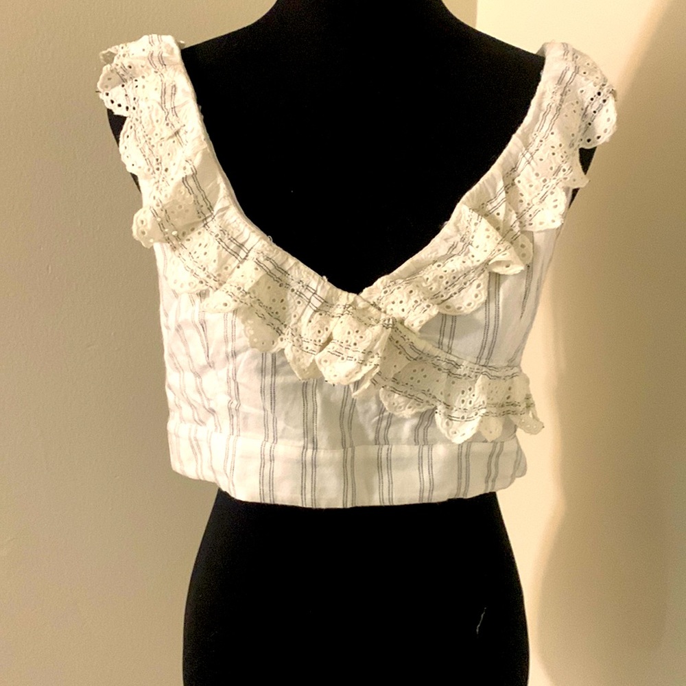 American Eagle Outfitters Large  Ruffle Sleeve Corset Tank Top